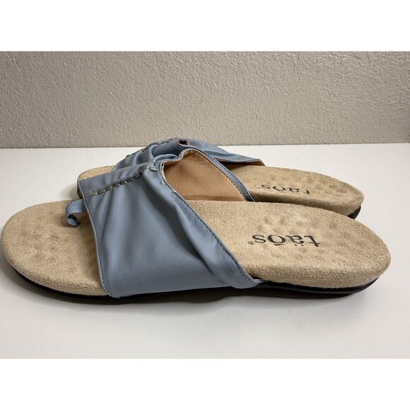 Taos Women’s Gift 2 Blue Leather Slip On Thong Sandals Size US 9 9.5 40 - Picture 7 of 9